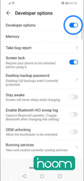 گزینه خاموش کردن developer option در گوشی های هواوی
